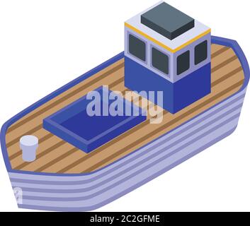 Fish farm ship icon, isometric style Stock Vector