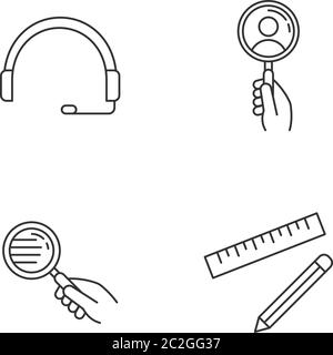 Support service elements pixel perfect linear icons set Stock Vector