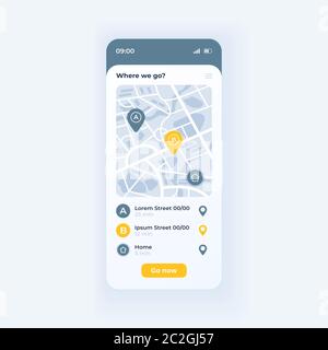 Bus navigation app smartphone interface vector template Stock Vector
