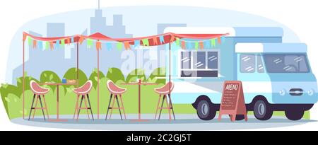 Daytime food event semi flat vector illustration Stock Vector