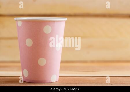 cardboard biodegradable eco-friendly cups on a wooden background Stock Photo