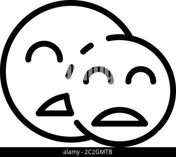 Two sad smiles icon, outline style Stock Vector