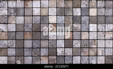 Travertine tile ceramic, mosaic square design seamless texture Stock Photo