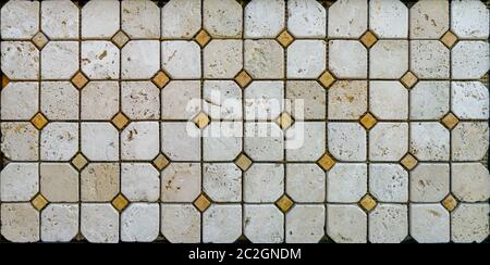 Travertine tile ceramic, mosaic square design seamless texture Stock Photo