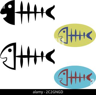 Fish Bone Icon Design Vector Art Illustration Stock Vector