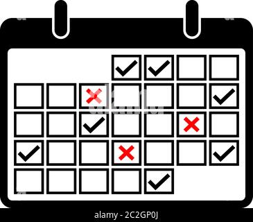 Calendar Page Icon Tick And Cross Vector Art Illustration Stock Vector