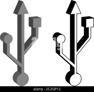 Usb Icon 3d, Universal Serial Bus Design Vector Art Illustration Stock Vector