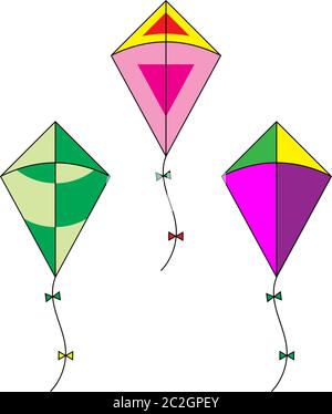 Kite Collection, Various Designs Vector Art Illustration Stock Vector