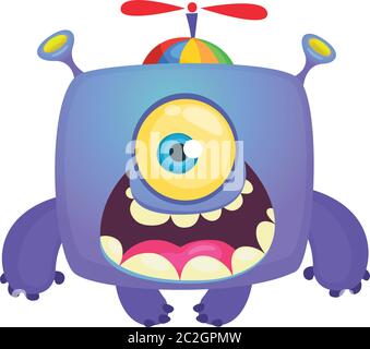 Funny cyclops monster  illustration. Vector design for Halloween Stock Vector