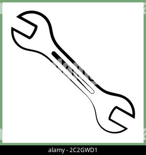 Open End Wrench Icon, Spanner Vector Art Illustration Stock Vector