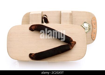 Traditional japanese sandals Geta isolated on white background Stock Photo