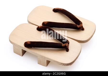 Traditional japanese sandals Geta isolated on white background Stock Photo