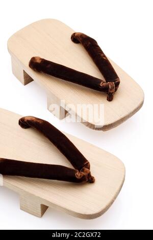 Traditional japanese sandals Geta isolated on white background Stock Photo