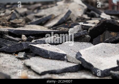 Fragments asphalt from road surface, destruction Stock Photo