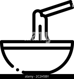 liquid cheese in fondue skewer bowl icon vector outline illustration Stock Vector