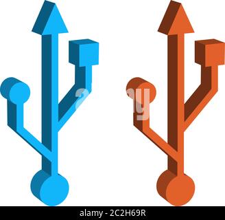 Usb Icon 3d, Universal Serial Bus Design Vector Art Illustration Stock Vector