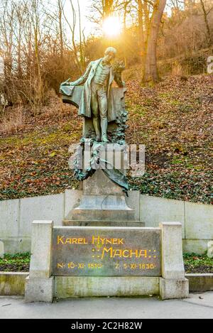 PRAGUE, CZECH REPUBLIC - FEBRUARY 08, 2020: Monument of Karel Hynek Macha, Czech poet. Petrin Hill, Prague Czech Republic Stock Photo