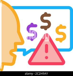 thought story man about monetary warnings icon vector outline illustration Stock Vector