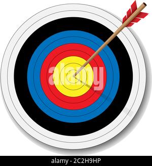 archery target with arrow in bulls eye vector illustration Stock Vector