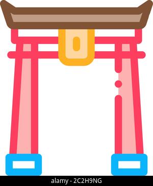 chinese arch with columns icon vector outline illustration Stock Vector