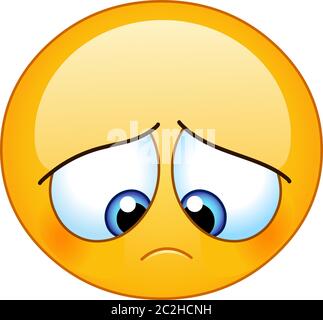 Gloomy sad emoji emoticon looking down Stock Vector