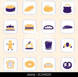Bakery products color vector icons for user interface design Stock ...