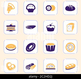Bakery products color vector icons for user interface design Stock ...