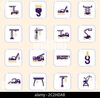 Crane and lifing vector icons for user interface design Stock Photo