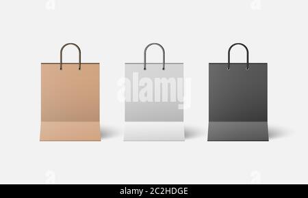 Realistic shopping bag mockup, vector illustration Stock Vector