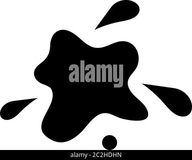 Fluid splat logo. Black liquid stain isolated in white background ...