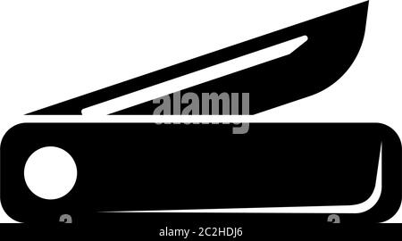 Penknife, Multifunction Swiss Knife. Flat Vector Icon illustration. Simple black symbol on white background. Penknife, Multifunction Swiss Knife sign Stock Vector