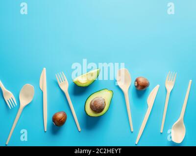 Avocado Seeds Biodegradable Single-Use Cutlery Stock Photo