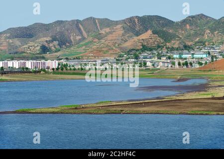 North Korea. Coastal urban-type settlement on the coast of the Japanese or Eastern Sea near Wonsan Stock Photo