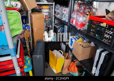 Cluttered Storage Room With Too Much Stuff Stock Photo