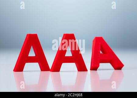 Credit Rating Decrease From AAA to AA Concept Stock Photo