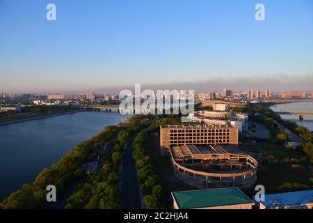 Pyongyang city view, capital of the North Korea Stock Photo