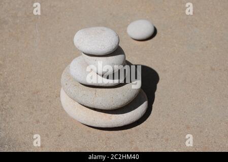 Stacked stones as art in the province of Alicante, Costa Blanca, Spain Stock Photo