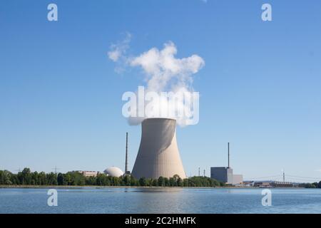 Niederaichbach, Bavaria/Germany - 06.02.2020 The Isar nuclear power plant which was shut down in 2011 on a sunny day Stock Photo