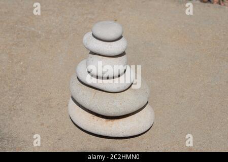Stacked stones as art in the province of Alicante, Costa Blanca, Spain Stock Photo