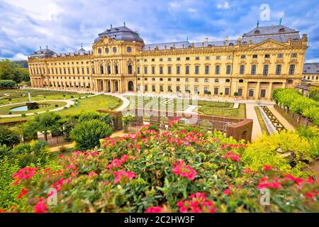 Wurzburg Residenz and colorful gardens view, Bavaria region of Germany Stock Photo