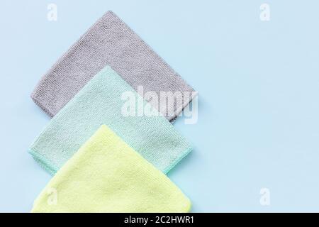 Three new microfiber cloth for cleaning and dusting Stock Photo
