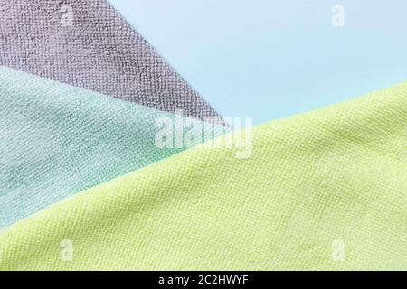 Three new microfiber cloth for cleaning and dusting Stock Photo