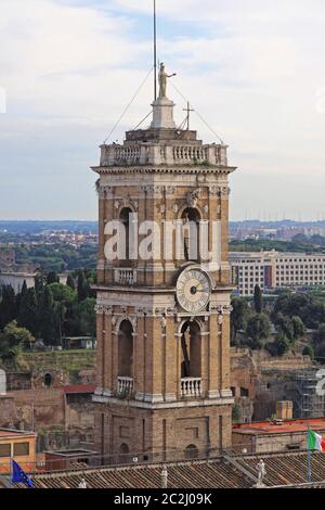 Analog clock at tower in Rome Stock Photo - Alamy