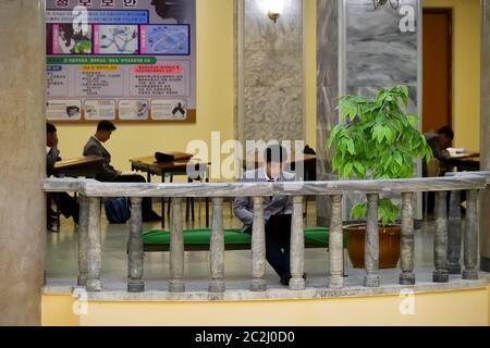 Pyongyang, North Korea - April  29, 2019: Students in the Great People's Study House