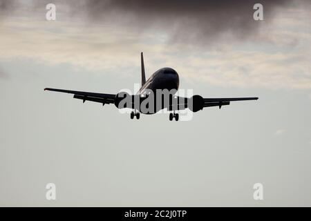 plane in the sky background Stock Photo