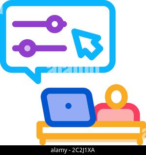 desktop movie maker icon vector outline illustration Stock Vector