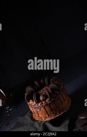 delicious chocolate pie with biscuits Stock Photo