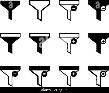 Filter Icon Collection, Add Apply Remove Sort Various Task Filter Icon Vector Art Illustration Stock Vector