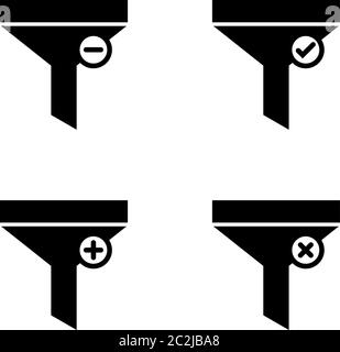 Filter Icon Collection, Add Apply Remove Sort Various Task Filter Icon Vector Art Illustration Stock Vector