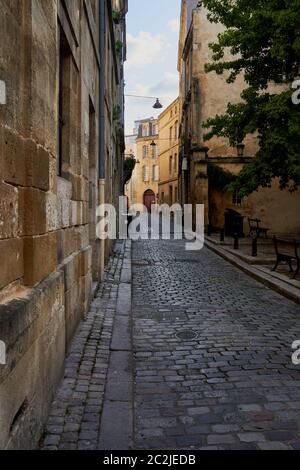 Narrow old streets in the gothic medieval part of Bordeaux City, France Stock Photo